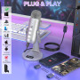 ZealSound Microphone USB, Micro podcast à Condensateur pour Téléphone PC Ordinateur PS5, avec Muet/Echo et Prise Moniteur, pour 