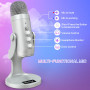 ZealSound Microphone USB, Micro podcast à Condensateur pour Téléphone PC Ordinateur PS5, avec Muet/Echo et Prise Moniteur, pour 