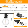 GLUROO Guirlande Lumineuse Exterieure Dimmable 45M, Guirlande Guinguette Exterieur avec Télécommande, 75+2 G40 Ampoules Incassab