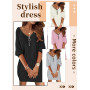 Robe Pull Hiver Col en V Femme Chic Élégant Tricot à Manches Longues Pull Femme Manches Longues Robe Tricot Pullover Chaud Casua