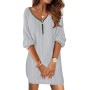 Robe Pull Hiver Col en V Femme Chic Élégant Tricot à Manches Longues Pull Femme Manches Longues Robe Tricot Pullover Chaud Casua