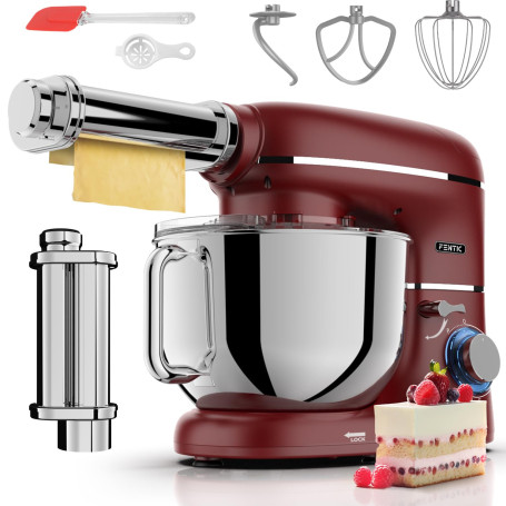 Fentic Robot Pâtissier avec Machine a Pates Fraiche – 2000W – Robot Cuisine avec Machine a Pate – Laminoir a Pate - 6,2L Bol Mél