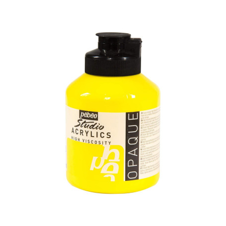 Pébéo - Acrylique Fine Studio Acrylics - Peinture Acrylique Jaune - Jaune Primaire Opaque - 500 ml