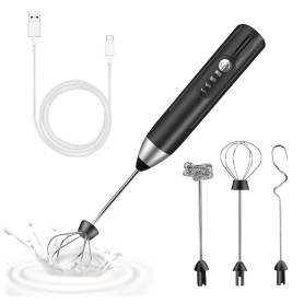mousseur à lait électrique USB rechargeable 3 fouets electrique 3 vitesse réglable mousseur lait, petit mixeur, milk frother mel