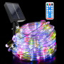 GHONLZIN Guirlande Tube Lumineuse Solaire, Étanche Guirlande Lumineuse 22 Mètre 8 Modes 200 LED Solaire Tube Lumineux avec Téléc