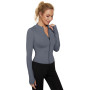 IECCP T-Shirts de Sport Femme à Manche Longues Tops 1/2 Fermeture Éclair Fitness Running Yoga Tee Shirt