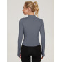 IECCP T-Shirts de Sport Femme à Manche Longues Tops 1/2 Fermeture Éclair Fitness Running Yoga Tee Shirt
