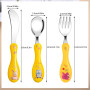 PAEFIU Set Couverts Enfant en INOX, 6 Pièces Couverts Bebe avec Motif Mignon, 2 x Fourchettes, 2 x Cuillères, 2 x Couteaux, Couv