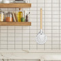Magrimaxio 7 Pouces pelle a pizza perforée, spatule Pizza Paddle ronde en Aluminium Anodisé Dur, avec Résistance Aux Hautes Temp