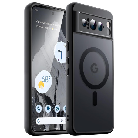 JETech Coque Magnétique pour Google Pixel 8 Pro 6,7 Pouces 2023, Compatible avec MagSafe, Étui Housse Antichoc à Dos Translucide