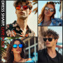 LINVO Lunettes de Soleil Homme Polarisées Vintage TR90 Mode Classiques Ultraléger Carrées 100% Protection UV400 Lunettes de Sole