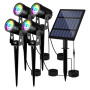 T-SUN Spot Solaire Extérieur 4 EN 1 Lampe Solaire Exterieur Couleur 2 Modes d'Éclairage RGB Lumière Solaire de Jardin Etanche IP