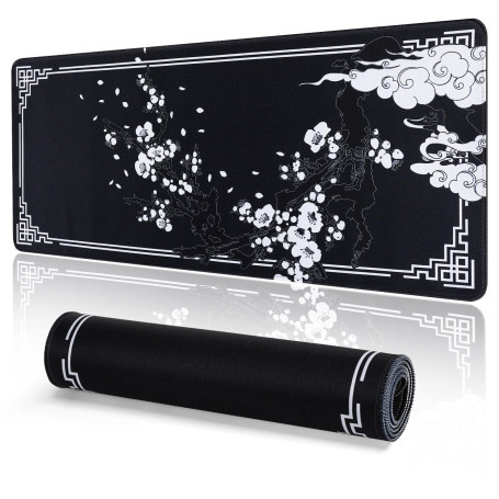 EFISH Tapis de Souris de Jeu Japonais XXL 800 x 300 mm Grand Tapis de Bureau Bords Cousus Imperméable Antidérapant pour PC, MacB