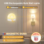 Lot de 2 Appliques Murales Rechargeable USB, Lampe Murale Sans Fil avec Télécommande, E27 Applique Murale Batterie Interieure, D