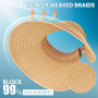 ytorgr Lot de 2 Femmes Chapeaux, Visière d'été Paille Pliables, Pare-Soleil à Large Bord en Paille pour Queue de Cheval Chapeau 