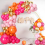 Kit Arche Ballon Rose Orange, Guirlande de Ballons Rose Orange avec Métallique Chrome Doré Latex Ballons pour Filles Enfant Fête
