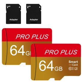 Carte Micro SD 64 Go, Lot de 2 SD Card avec Adaptateur UHS-I A1 C10 TF Carte Memoire Micro SD Cartes Mémoire Microsd pour Tablet