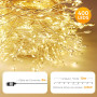 SALCAR Guirlande Lumineuse LED Cluster 10m 400 LEDs sur Fil de Cuivre, IP44 Imperméable avec 8 Modes, Timer et Mémoire, pour Int