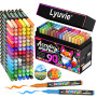 Lyuvie 90 Couleurs Feutre Acrylique, Acrylic Paint Brush Marker à Peinture à Base D'eau, Marqueur Peinture Acrylique pour Pierre
