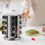 SXTIHD Carrousel à Épices en Acier Inoxydable avec Verres à Épices Ronds 20 * 100ml, Porte Épices Cuisine Rotatif, Étiquette en 