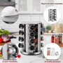 SXTIHD Carrousel à Épices en Acier Inoxydable avec Verres à Épices Ronds 20 * 100ml, Porte Épices Cuisine Rotatif, Étiquette en 