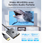 WARRKY Switch HDMI 4K 60Hz [avec Câble Tressé Fixe 1M, Coquille en Aluminium] Bidirectionnel Commutateur HDMI Splitter 2 Entrées