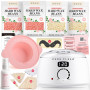 PURECLEAN Kit chauffe cire à épiler - 4 paquets de perles de cire, lotion post-épilation, bol en silicone - 54 articles pour tou