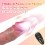 Gode Vibro-masseur Va et Vient Sex Toys - Gode Xxl Réaliste Large Sex Toýs Femme avec Chauffage et 7x7 Modes Poussée et Vibrati