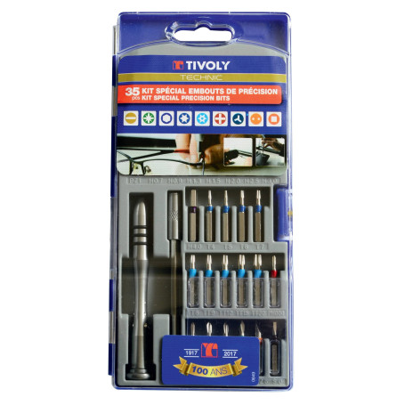 Tivoly 11501570026 Coffret de Embouts de Vissage de Précision, Gris, Set de 35 Pièces