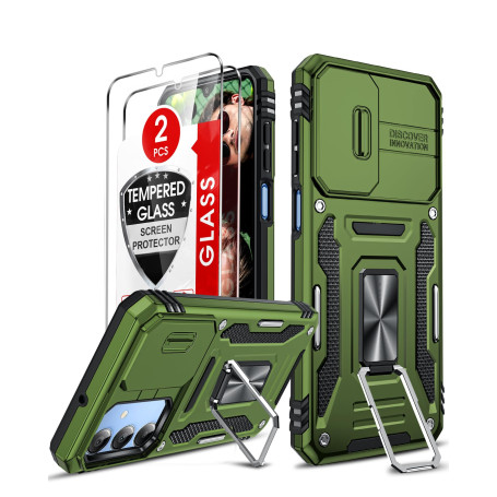 LeYi Coque pour Samsung Galaxy A16/A 16 4G/5G Antichoc avec Protection Caméra Coulissante,2*Verre Trempé,Étui de PC Dur et TPU S