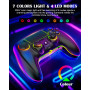 MYSTILUCK Manette Sans Fil pour PS-4/PS-3/Pro/PC/MAC/iOS/Android/Steam Deck, Gamepad avec éclairage RGB 7 Couleur/Joystick Effec