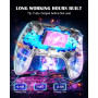 MYSTILUCK Manette Sans Fil pour PS-4/PS-3/Pro/PC/MAC/iOS/Android/Steam Deck, Gamepad avec éclairage RGB 7 Couleur/Joystick Effec
