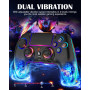MYSTILUCK Manette Sans Fil pour PS-4/PS-3/Pro/PC/MAC/iOS/Android/Steam Deck, Gamepad avec éclairage RGB 7 Couleur/Joystick Effec