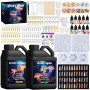 UCAMP Resine Epoxy, 1020ml Resine Epoxy Transparente, 1:1 Kit Résine Epoxy Complet, Avec Peinture, Bâton, Cuillère, Gants, Verre