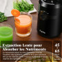 Extracteur de Jus, Fretta Extracteur de Jus de Fruits et Légumes Entiers, Grande Ouverture de 108mm Slow Juicer, 1L Capacité, Pr