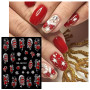JMEOWIO 3D Noel Stickers Ongles Nail Art, Autocollants Ongles Autoadhésif 5D Deco Ongle Nail Art Design Manucure 4 Feuilles