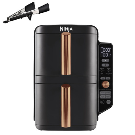 NINJA Double Stack XL Air Fryer 2 Compartiments Verticale, Compact, 4 Niveaux de Cuisson, Capacité de 9,5L, Air Fryer 6-en 1, Pi