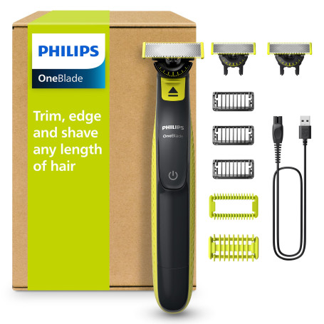 Philips OneBlade 360 Authentique Visage + Corps - Tondeuse à barbe électrique, tondeuse corps et rasoir avec technologie de lame