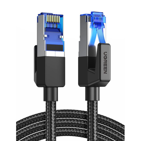 UGREEN Cat 8 Câble Ethernet Réseau RJ45 Super Débit 40Gbps 2000MHz Nylon Tressé Double Blindage Compatible avec Routeur Switch M