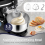 Homlee 3 en 1Robot Pâtissier 2000W Robot Patissier Multifonctions, avec Hachoir à Viande 1,5L Électrique de Jus,5.5L Bol Mélang