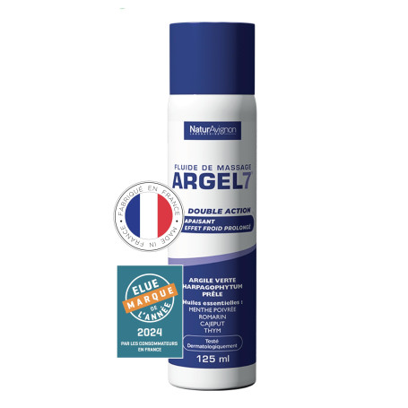 NaturAvignon Argel 7 gel de massage gênes articulaires et contracture musculaire | argile verte, harpagophytum | massage genoux 