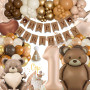 Anniversaire 1 An Decoration Garcon, Ballon Joyeux Anniversaire avec Ballons Marron Bohème, Bannière Happy Birthday, Ballons Ann