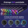 TONOR USB/XLR Micro Dynamique avec Bras Support, PC Microphone Cardioïde RGB pour Gaming, Streaming, Podcasting, Enregistrement 
