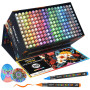 NICETY 180 Couleurs Feutres Acryliques – Marqueurs Pinceaux pour Peinture sur Pierre, Bois, Verre, Céramique – Pointe Pinceau 1-