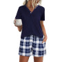 Jezonga Pyjamas Femme Ete Coton Ensembles de Pyjama Court