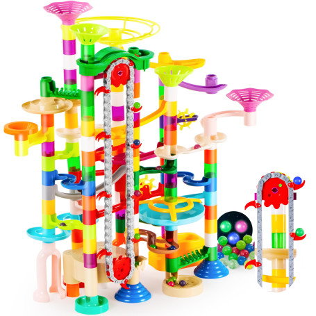 JOYIN Lot de Marble Rush 236 Parcours de marbre Lumineux avec Ascenseur motorisé - Blocs de Construction avec 30 Billes en Plast