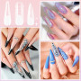 MELLIEX 144 Pièces Popit Ongle, 6 Formes Faux Ongles Conseils de Extension, Acrylique Capsule Ongles Polygel Transparent pour Sa
