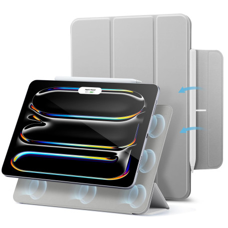 ESR Coque pour iPad Pro 11 Pouces M5/M4 (2025/2024), Fixation Magnétique Puissante, Coque Fine Triangle, Support Pencil Pro/USB-