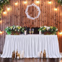 Blanche Polyester Jupe de Table Blanc Polyester Jupe de table Maille Moelleux Table de Plinthe pour la fête, mariage fête d'anni