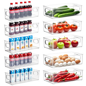 DUBUOZA Lot de 10 Bacs de Rangement Garde-Manger (2 Tailles),Organiseur Frigo Cusine Rangement Frigo,Convient pour la Cuisine, l